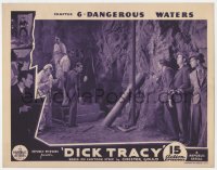 7p219 DICK TRACY chapter 6 LC 1937 Ralph Byrd confronts bad guys in hideout, Dangerous Waters!