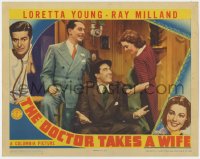 7p227 DOCTOR TAKES A WIFE LC 1940 laughing Ray Milland between Loretta Young & Reginald Gardiner!