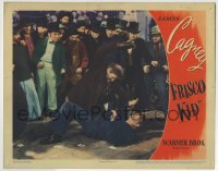 7p305 FRISCO KID LC R1944 great image of James Cagney on ground attacked by man with hook hand!