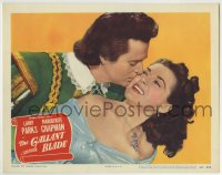 7p316 GALLANT BLADE LC #3 1948 romantic portrait of Larry Parks kissing Marguerite Chapman!