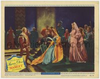 7p353 HAMLET LC #7 1949 king & queen between Laurence Olivier & Jean Simmons, William Shakespeare!