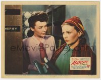 7p566 MARGIE LC #6 1946 close up of Lynn Bari staring at Jeanne Crain holding books at school!