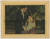 7p586 MONEY MANIAC LC 1921 man in tuxedo waits for beautiful woman to answer his question!