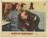 7p635 NORTH BY NORTHWEST LC #4 1959 Cary Grant pulls knife from Ober's back Hitchcock classic!