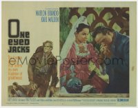 7p652 ONE EYED JACKS LC #6 1961 close up of Marlon Brando kissing pretty Mina Martinez's hand!
