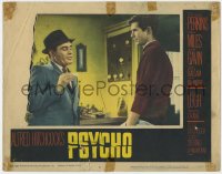 7p692 PSYCHO LC #2 1960 Alfred Hitchcock, Martin Balsam quizzes Anthony Perkins at the Bates Motel!