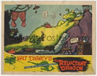 7p711 RELUCTANT DRAGON LC 1941 Walt Disney animation documentary, art of dragon relaxing at home!