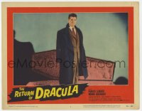 7p715 RETURN OF DRACULA LC #2 1958 great portrait of vampire Francis Lederer standing by coffin!