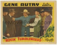 7p739 ROVIN' TUMBLEWEEDS LC 1939 cowboy hero Gene Autry gets between two men arguing by train!