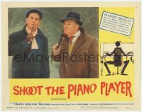 7p794 SHOOT THE PIANO PLAYER LC #3 1962 Francois Truffaut's Tirez sur le pianiste, two guys with guns