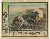 7p814 SPOOK RANCH LC 1925 Hoot Gibson can't get stubborn horse to pull his covered wagon!