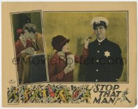 7p828 STOP THAT MAN LC 1928 Arthur Lake borrows brother's police uniform to impress Barbara Kent!