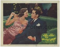 7p882 THAT WONDERFUL URGE LC #6 1949 close up of Tyrone Power & sexy Gene Tierney on couch!