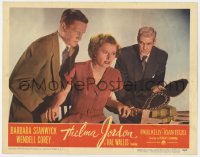 7p884 THELMA JORDON LC #1 1950 Paul Kelly shows necklace to Barbara Stanwyck & Wendell Corey!