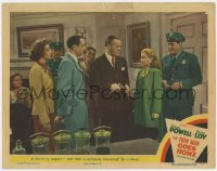7p890 THIN MAN GOES HOME LC #7 1944 William Powell & Myrna Loy stare at suspect Gloria DeHaven!