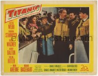7p912 TITANIC LC #8 1953 Clifton Webb & Barbara Stanwyck, Robert Wagner & Audrey Dalton!