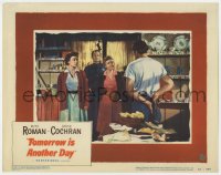 7p916 TOMORROW IS ANOTHER DAY LC #1 1951 Ruth Roman stares at Steve Cochran with gun behind back!