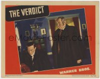 7p940 VERDICT LC #4 1946 Sydney Greenstreet looking down at Peter Lorre, directed by Don Siegel!