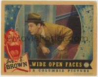 7p964 WIDE OPEN FACES LC 1938 close up of Joe E. Brown peeking through keyhole in door!