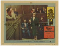 7p977 WITNESS FOR THE PROSECUTION LC #3 1958 Billy Wilder, Tyrone Power, Marlene Dietrich in court!