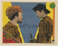 7p979 WOLF SONG LC 1929 fur trapper Gary Cooper in buckskin glaring at rugged Louis Wolheim!