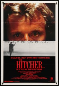 7r534 HITCHER Aust 1sh 1986 C. Thomas Howell, Jennifer Jason Leigh! Rutger Hauer with thumb in air