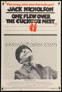 7r561 ONE FLEW OVER THE CUCKOO'S NEST Aust 1sh 1976 great image of Nicholson, Milos Forman classic!