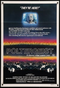 7r563 POLTERGEIST Aust 1sh 1982 Tobe Hooper, classic, they're here, Heather O'Rourke screaming!