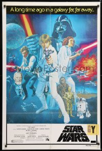 7r577 STAR WARS Aust 1sh 1977 George Lucas classic sci-fi epic, great art by Tom Chantrell!