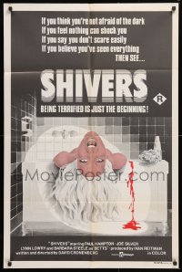 7r582 THEY CAME FROM WITHIN Aust 1sh 1976 David Cronenberg, art of terrified girl in bath tub!