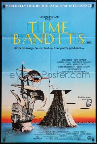7r586 TIME BANDITS Aust 1sh 1981 John Cleese, Sean Connery, art by director Terry Gilliam!