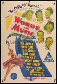7r598 WORDS & MUSIC Aust 1sh 1949 Judy Garland, Lena Horne & musical all-stars, bio of Rodgers & Hart!