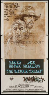 7r497 MISSOURI BREAKS Aust 3sh 1976 art of Marlon Brando & Jack Nicholson by Bob Peak!