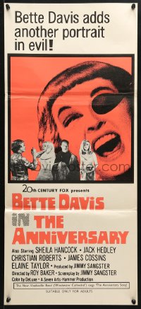 7r617 ANNIVERSARY Aust daybill 1967 Bette Davis with funky eyepatch in English horror!