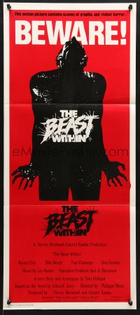 7r627 BEAST WITHIN Aust daybill 1982 BEWARE! This motion picture contains graphic & violent horror!