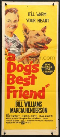 7r697 DOG'S BEST FRIEND Aust daybill 1959 great close up of boy & his German Shepherd dog!