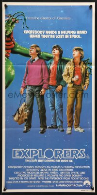 7r712 EXPLORERS Aust daybill 1985 directed by Joe Dante, adventure begins in your own back yard!