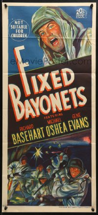 7r723 FIXED BAYONETS Aust daybill 1952 Samuel Fuller, Richard Basehart, Gene Evans, Korean War!
