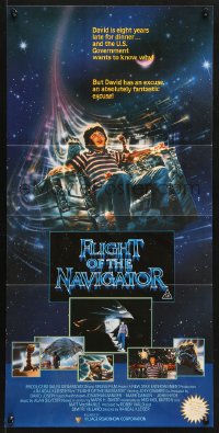 7r725 FLIGHT OF THE NAVIGATOR Aust daybill 1987 Disney sci-fi, art of Joey Cramer in spaceship!