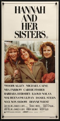 7r752 HANNAH & HER SISTERS Aust daybill 1986 Allen directed, Mia Farrow, Weist & Barbara Hershey!