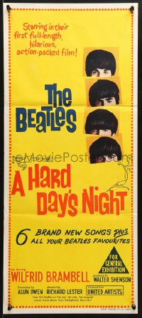 7r753 HARD DAY'S NIGHT Aust daybill 1964 The Beatles in their first film, rock & roll classic!