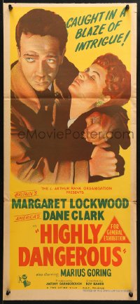 7r759 HIGHLY DANGEROUS Aust daybill 1953 Dane Clark, Margaret Lockwood, Marius Goring!