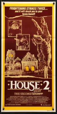 7r765 HOUSE II: THE SECOND STORY Aust daybill 1987 art of severed hand unlocking door by Bill Morrison!
