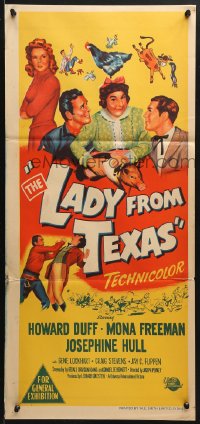 7r794 LADY FROM TEXAS Aust daybill 1951 Howard Duff, Mona Freeman, Josephine Hull