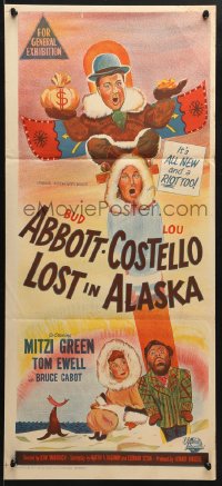 7r804 LOST IN ALASKA Aust daybill 1953 different art of Bud Abbott & Lou Costello with Mitzi Green!
