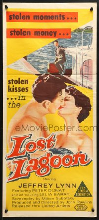 7r805 LOST LAGOON Aust daybill 1958 Jeffrey Lynn, stolen moments, stolen money, stolen kisses!