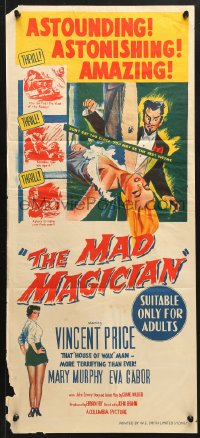7r808 MAD MAGICIAN Aust daybill 1954 Vincent Price as crazy magician who performs dangerous tricks!