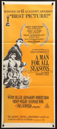 7r812 MAN FOR ALL SEASONS Aust daybill R1970s Scofield, Robert Shaw, Best Picture Academy Award!