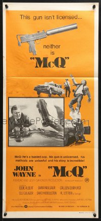 7r816 McQ Aust daybill 1974 John Sturges, John Wayne is a busted cop with an unlicensed gun!