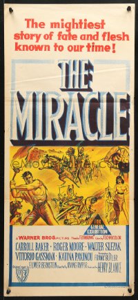 7r823 MIRACLE Aust daybill 1959 directed by Irving Rapper, Roger Moore & sexy Carroll Baker!